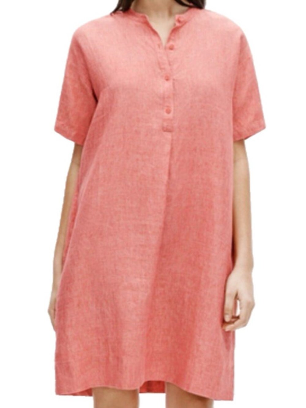 $258 Eileen Fisher Organic Linen Delave Mandarin Collar Shirtdress** US XS - Picture 2 of 5